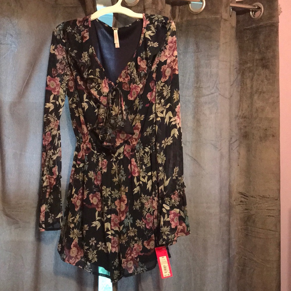 Dark blue floral romper